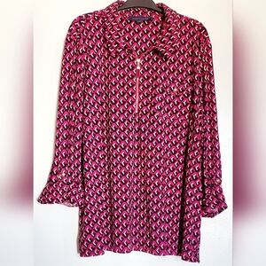Tommy Hilfiger Fuchsia and Black Geometric Blouse